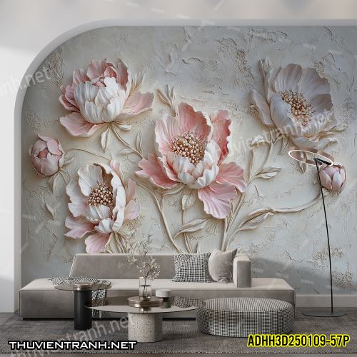 Tranh dán tường Hoa 3D- ADHH3D250109--57P - Tranh tường chất lượng cao